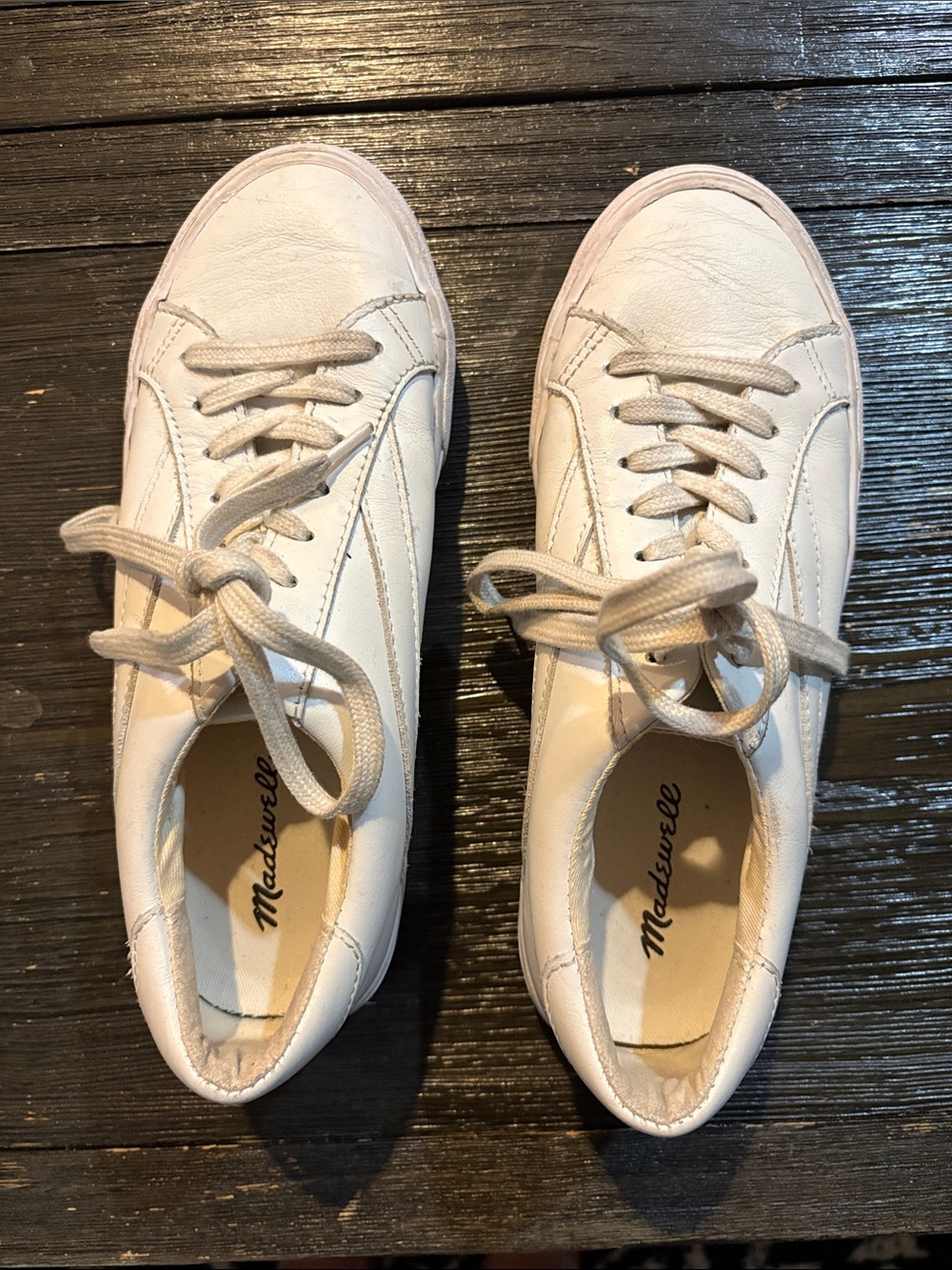 Madewell White Leather Low-Top Lace-Up Sneakers